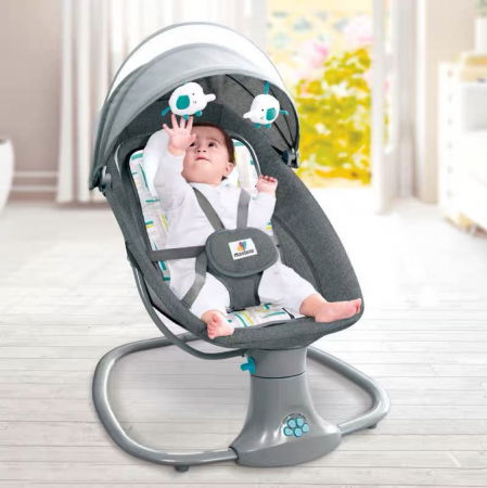 Camera copilului - PRODUS CU AMBALAJ DETERIORAT Balansoar electric 3 in 1, cu bluetooth, telecomanda, Mastela, verde