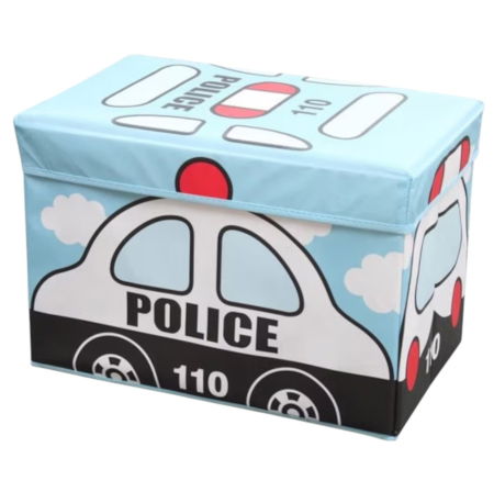 Camera copilului - Cutie depozitare jucarii pliabila, Masina de politie, 50 x 31 x 31 cm
