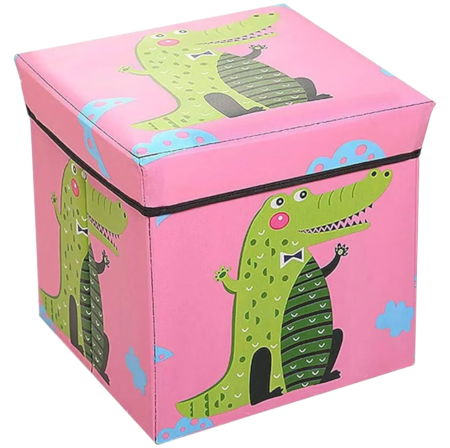 Camera copilului - Cutie depozitare jucarii pliabila, Crocodil roz, 30 x 30 x 30 cm