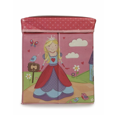 Camera copilului - Cutie depozitare jucarii pliabila, cu printese, roz – 58.5x35x29 cm