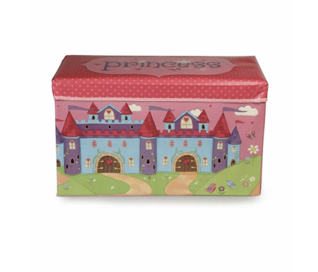 Camera copilului - Cutie depozitare jucarii pliabila, cu printese, roz – 58.5x35x29 cm