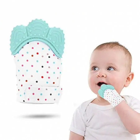 Jucarii senzoriale - dentitie, zornaitoare, de patut si carucior - Jucarie din silicon pentru dentitie, manusa, bleu