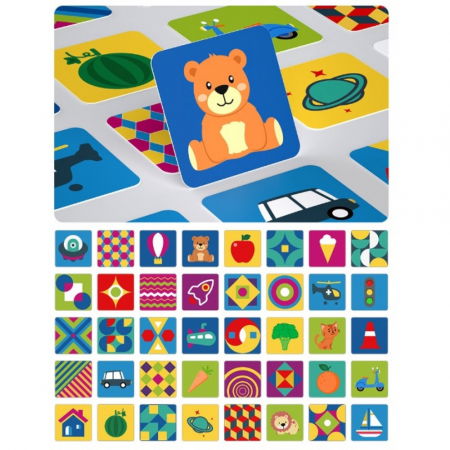 Jucarii senzoriale - dentitie, zornaitoare, de patut si carucior - Set 20 carduri STEM, de stimulare siinvatare vizuala, Culori, 6-12 luni