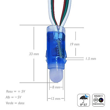 Led Pixel WS2811 12mm RGB 5V