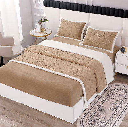 Lenjerii Cocolino - Lenjerie Pat Dublu Cocolino 4 Piese, cu Elastic, din Blăniță Tricotată