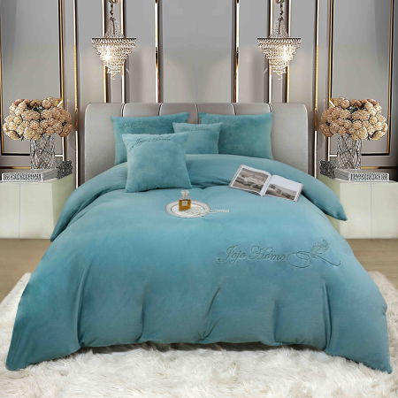 Lenjerie 2 Persoane Pat cu Elastic, 6 Piese, Cocolino Blăniță Iepure cu Broderie