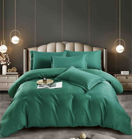 Bumbac Tip Damasc - Lenjerie pat dublu 100% Damasc PREMIUM, 6 Piese, cu elastic