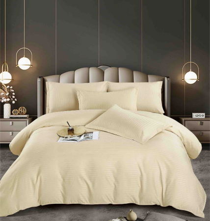 Lenjerie pat dublu 100% Damasc PREMIUM, 6 Piese, cu elastic