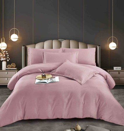 Lenjerie pat dublu 100% Damasc PREMIUM, 6 Piese, cu elastic