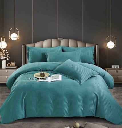 Lenjerie pat dublu 100% Damasc PREMIUM, 6 Piese, cu elastic