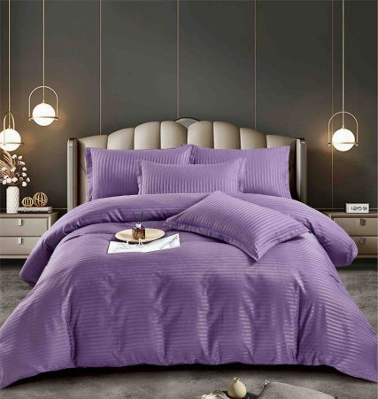 Lenjerie pat dublu 100% Damasc PREMIUM, 6 Piese, cu elastic