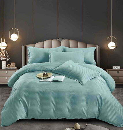 Lenjerie pat dublu 100% Damasc PREMIUM, 6 Piese, cu elastic