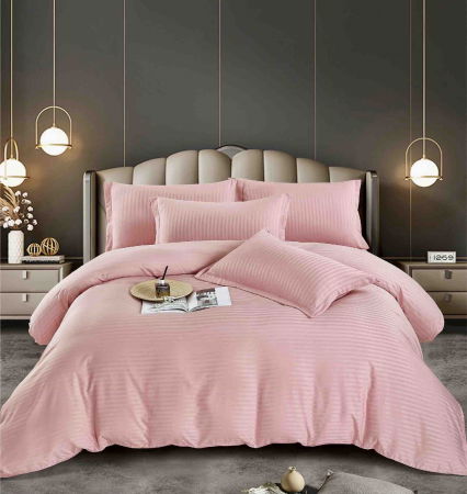 Lenjerie pat dublu 100% Damasc PREMIUM, 6 Piese, cu elastic