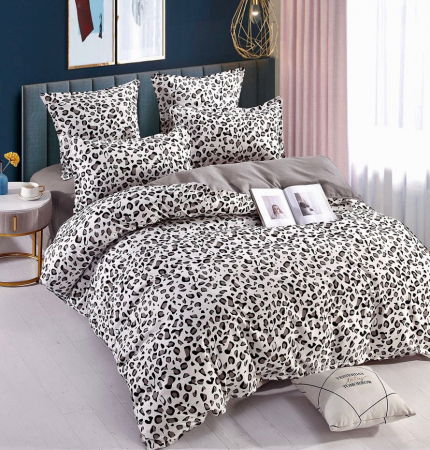 OFERTE SPECIALE - Set Lenjerie de pat din Finet Bumbac, Cearceaf cu elastic, 6 Piese, Pat 2 Persoane, Animal Print