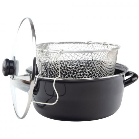 Oale si Cratite - Cratita friteuza cu capac din sticla si cos pentru prajit, 24 cm