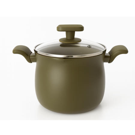 Oale si Cratite - Oală din aluminiu Grunberg, 3.7L, 18x16.5 cm, cu capac, interior antiaderent, compatibilă cu toate sursele de căldură