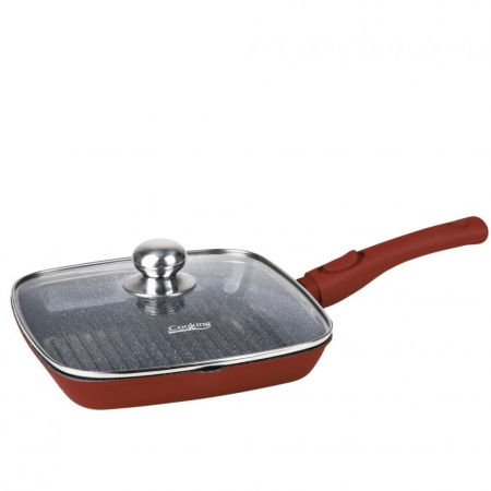 Oferte - Tigaie Grill Heinner  cu Capac 24 cm din Aluminiu Turnat Inductie