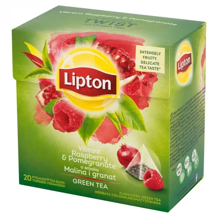 Lipton piramida ceai verde cu zmeura si rodie 20 plicuri [1]