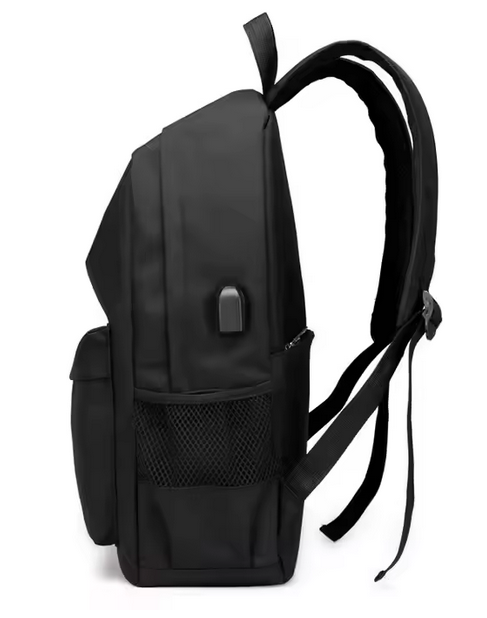 Rucsac Durabil pentru Laptop, Port USB pentru Încărcare, Fermoar, Căptușeală din Poliester, negru [2]