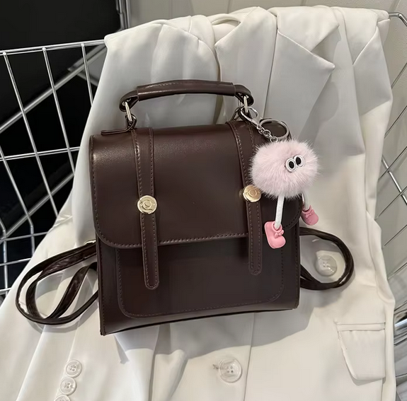 Rucsac mini simplu și modern pentru femei, casual, maro [1]