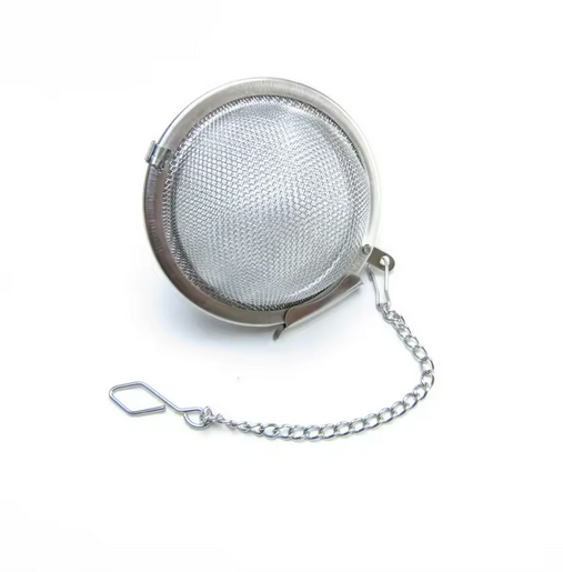 Strecurătoare tip bilă din inox pentru ceai vrac cu lanț [1]