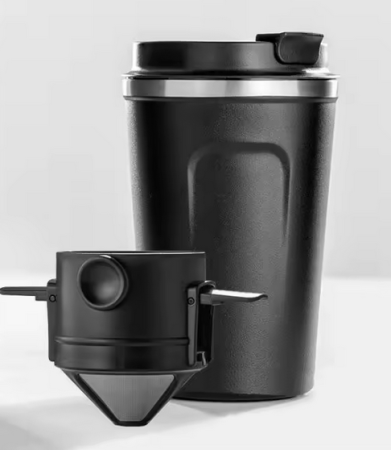 Altele - Cană Ecologică din Oțel Inoxidabil cu Pereți Dubli și Filtru pliabil pentru Cafea