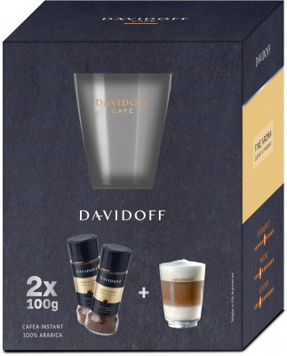 Cafea instant Davidoff - Davidoff Cafe Fine Aroma Cafea instant 2x100g + pahar latte machiatto