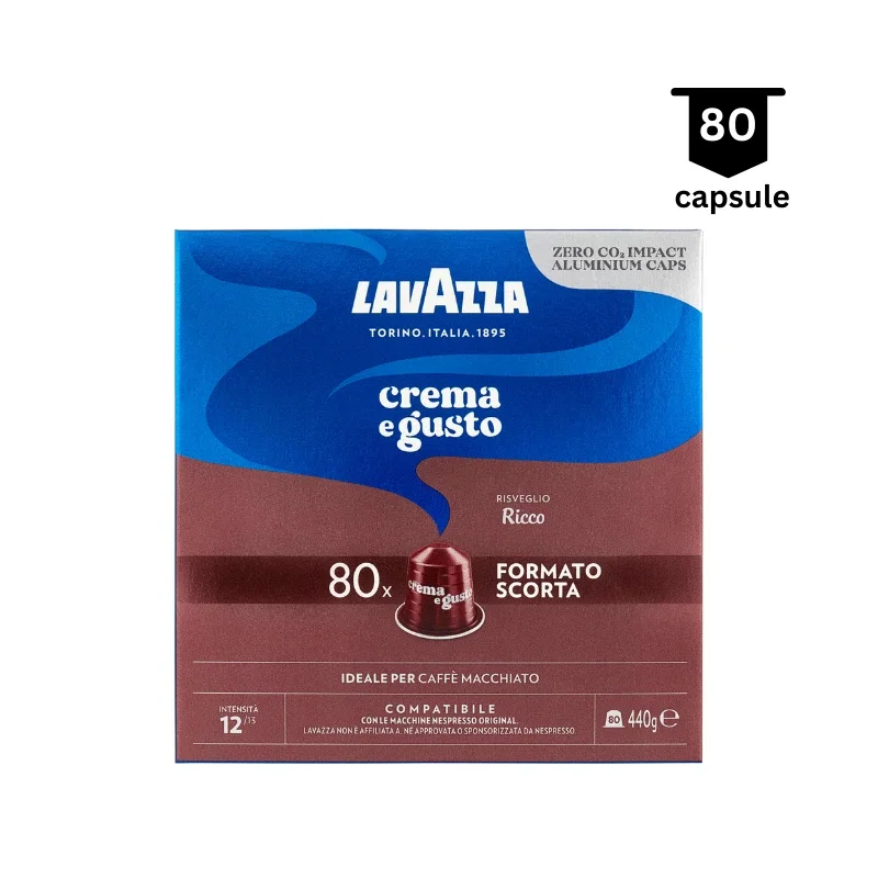 Capsule cafea - Lavazza Crema E Gusto Ricco Capsule Nespresso aluminiu 80 buc