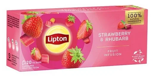 Ceaiuri - Lipton ceai de Capsuni si Rubarba 20 plicuri