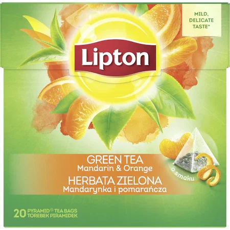 Ceaiuri - Lipton piramida ceai verde cu mandarina si portocala 20 plicuri