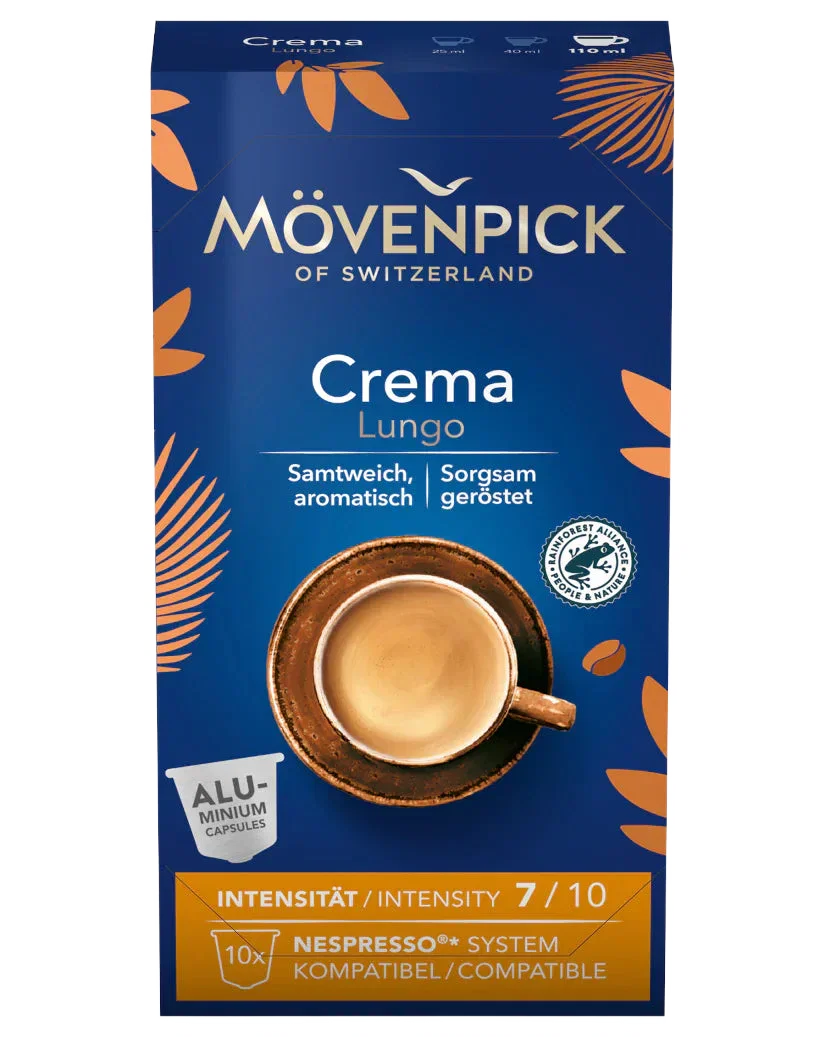 Capsule espressor Nespresso - Movenpick Crema Lungo Capsule Aluminiu Nespresso, 10 buc