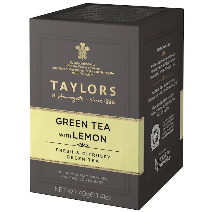 Ceaiuri - Taylors of Harrogate Ceai Verde cu Lamaie, 20 plicuri