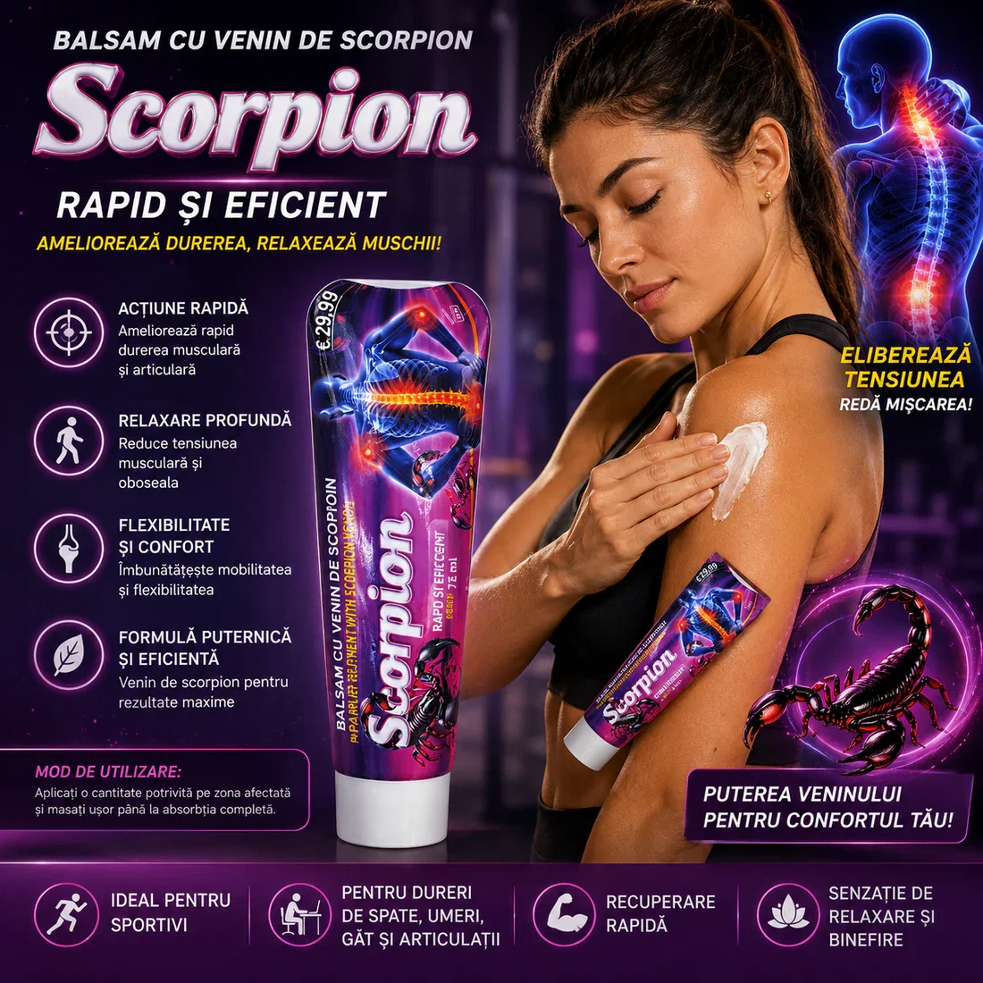 Crema cu Venin de Scorpion pentru Masaj Muscular si Articular, Efect Incalzitor, 125 ml [2]