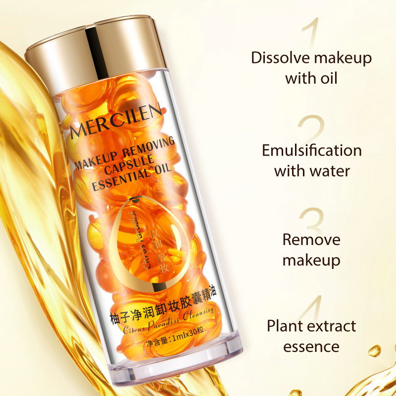 Capsulele de demachiere Mercilen cu ulei de grapefruit și jojoba, tehnologie oil-to-milk pentru îndepărtarea machiajului waterproof fără efect gras [3]