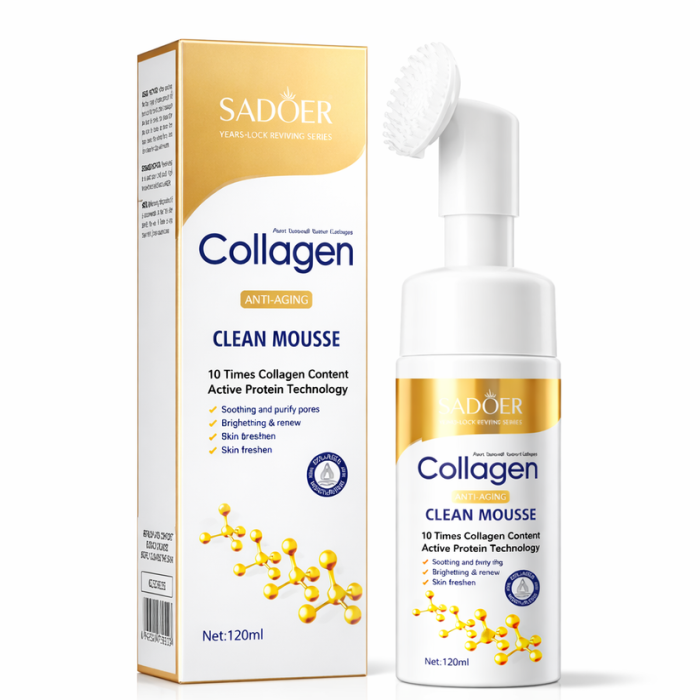 Spumă de Curățare cu Perie Inclusă și Colagen, Antirid si Hidratare, Sadoer, 120 ml [5]