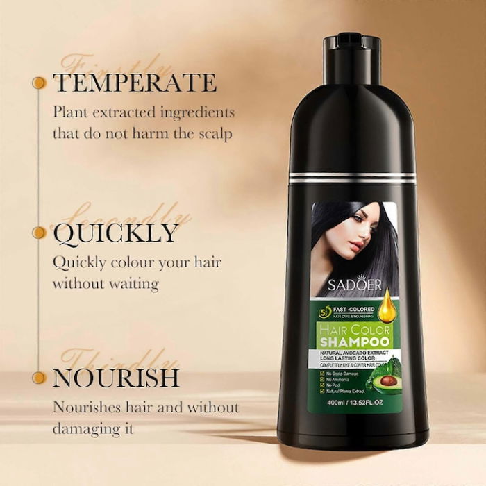 Sampon Nuantator, cu extract de avocado, Negru Natural, 400ml, SADOER [3]