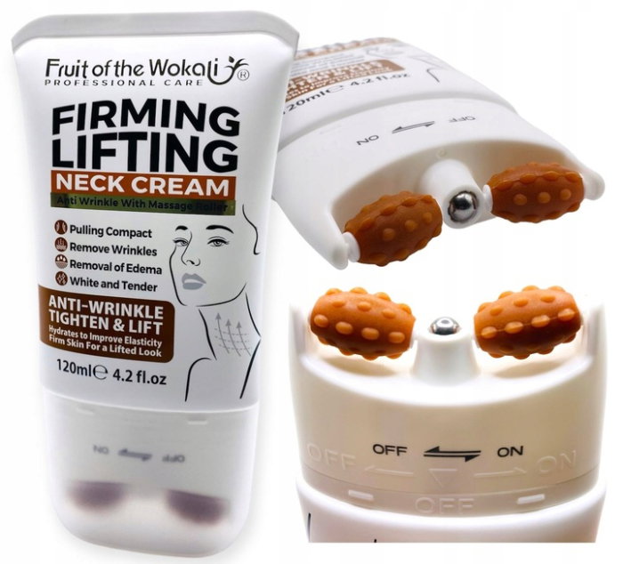 Cremă lifting pentru zona gâtului cu colagen și roller masaj integrat Fruit of the Wokali 120ml – reduce ridurile și tonifiază pielea [2]