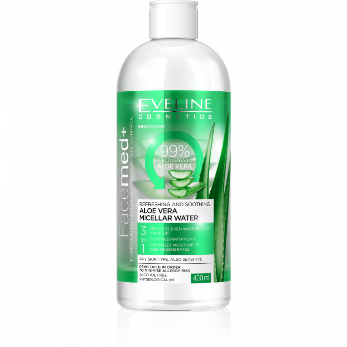 Apa micelara Aloe Vera, 3in Facemed+, 400ml, Eveline Cosmetics [1]