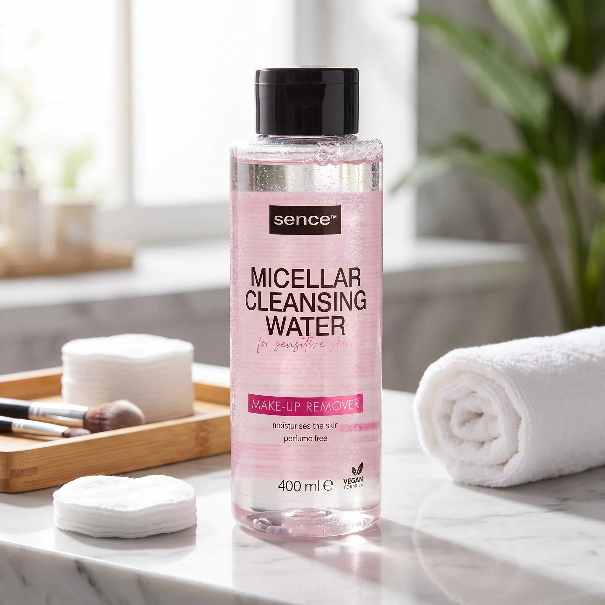 Apă micelară pentru ten sensibil, fără parfum, cu Glicerină și Panthenol, Sence, 400 ml — curățare blândă și hidratare [2]