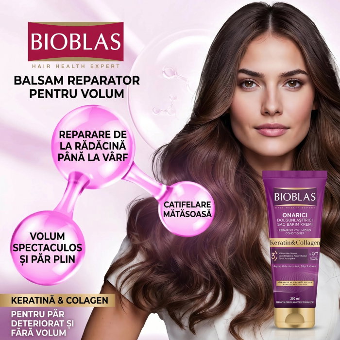 Balsam cu Keratina și Colagen, Pentru Par Deteriorat si Subtire, Bioblas, 250 ml [2]