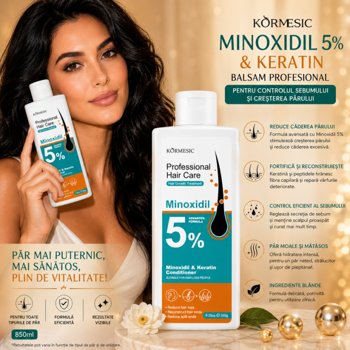 Balsam cu Minoxidil si Keratina, pentru Creșterea Părului și Regenerare Intensă, Kormesic, 265g [4]