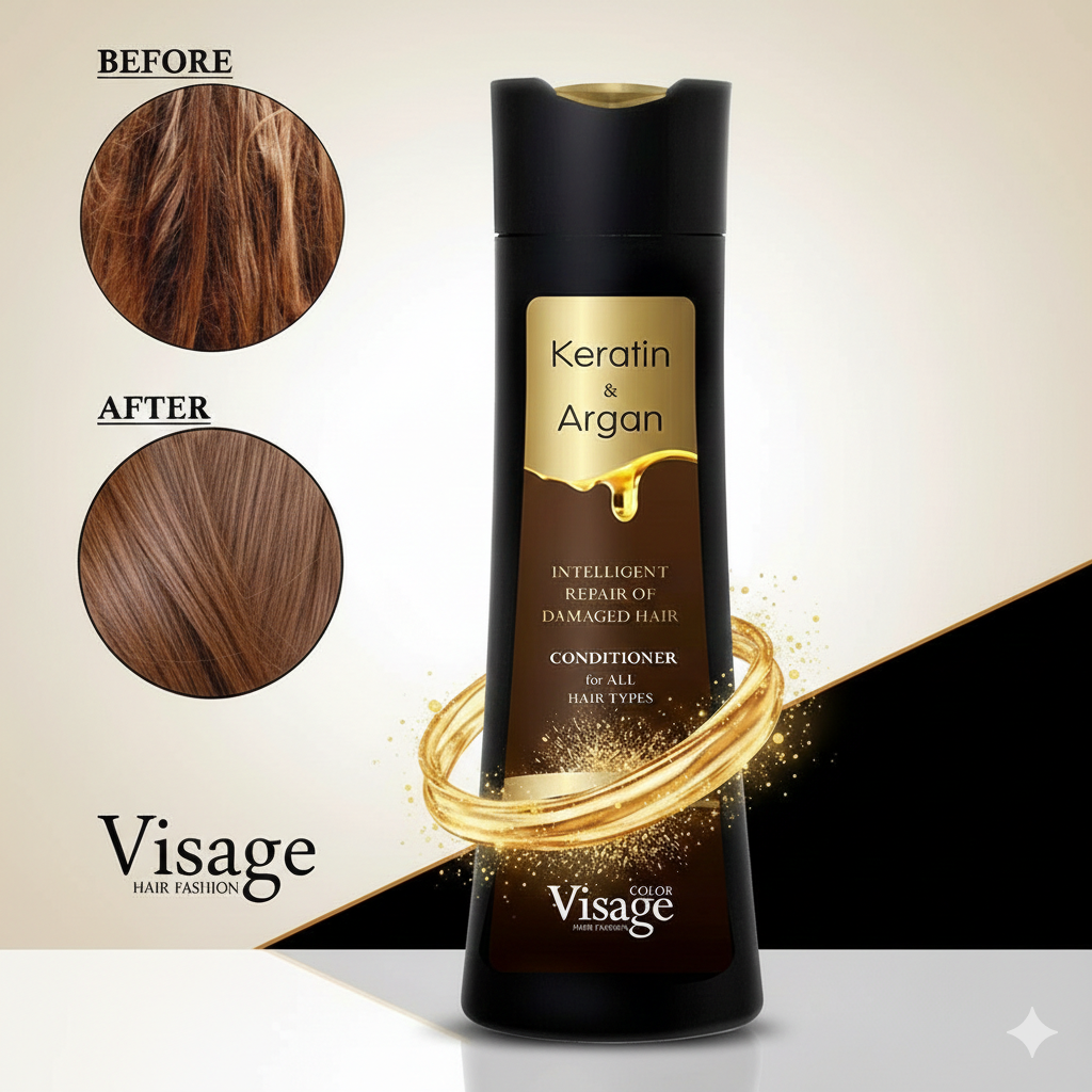 Balsam pentru Par Deteriorat, Keratin & Argan, Reparare intensa, Visage, 250 ml [3]