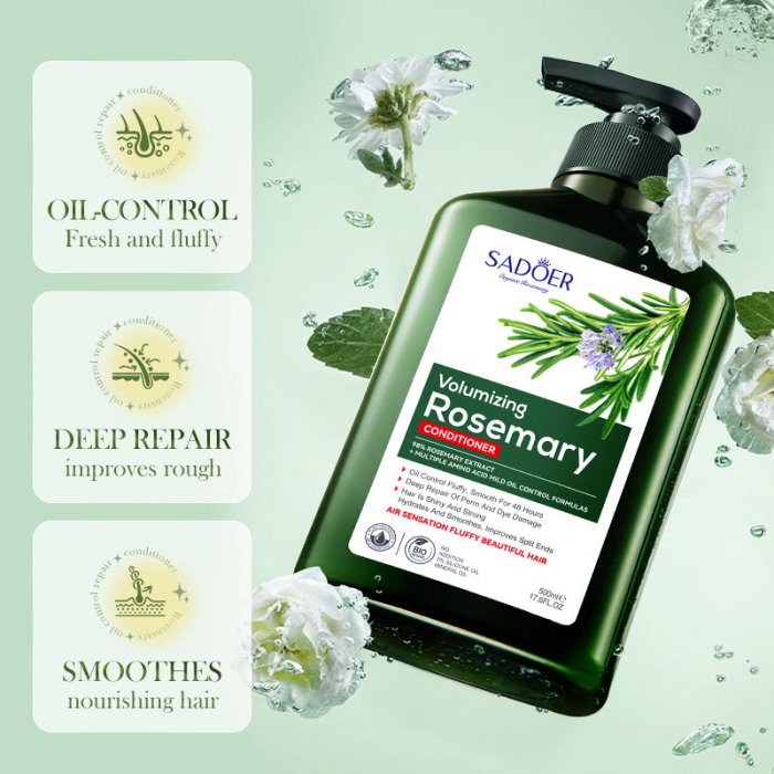 Balsam volumizant Sadoer Volumizing Rosemary Conditioner 500ml cu 98% Extract de Rozmarin – Oil Control 48h, reparare profunda, par neted si stralucitor [7]