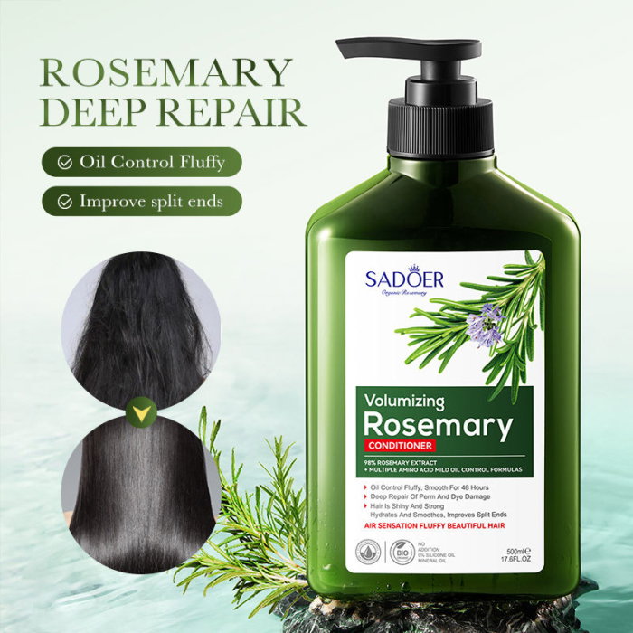 Balsam volumizant Sadoer Volumizing Rosemary Conditioner 500ml cu 98% Extract de Rozmarin – Oil Control 48h, reparare profunda, par neted si stralucitor [8]