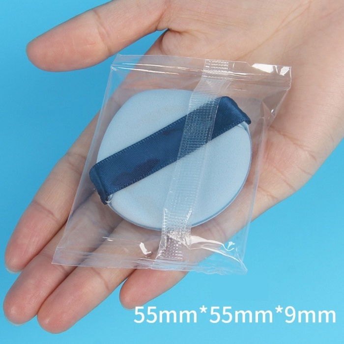 Burete Powder Puff, pentru pudra sau fond de ten, reutilizabil, albastru [3]