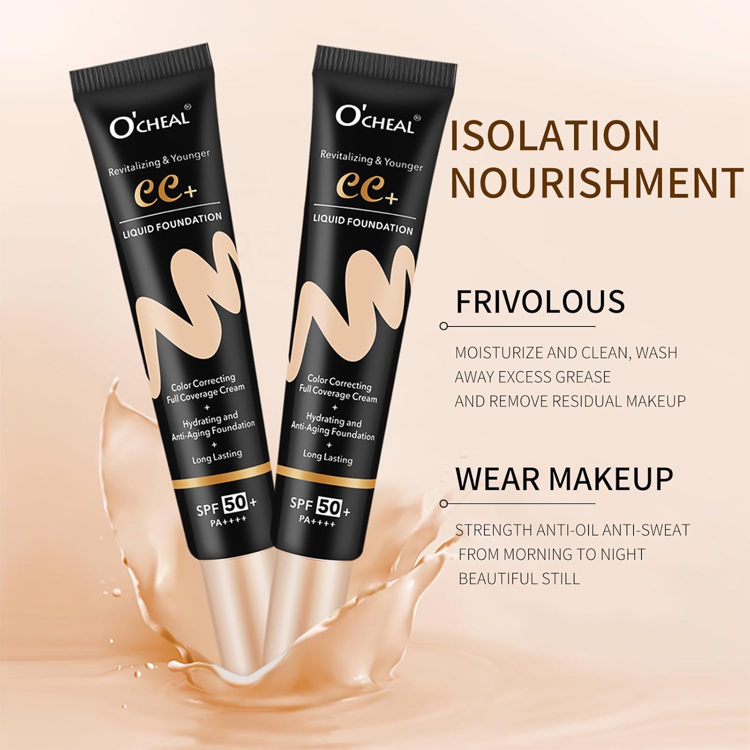Fond de ten CC Cream SPF 50+, Liquid Foundation, O'CHEAL, 30g [7]