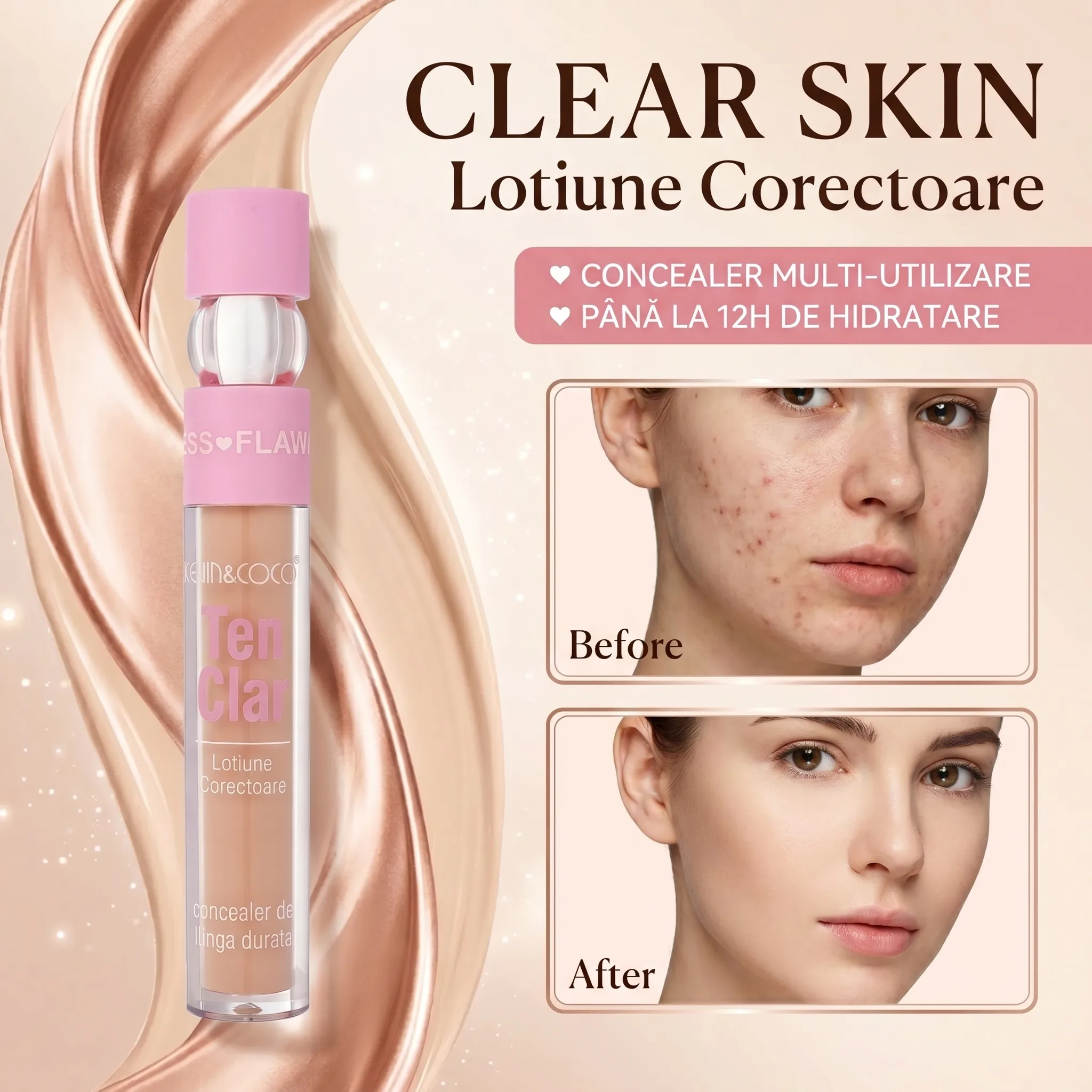 Corector/Concealer Lichid, Long Lasting, Clear Skin, Kevin Coco [2]