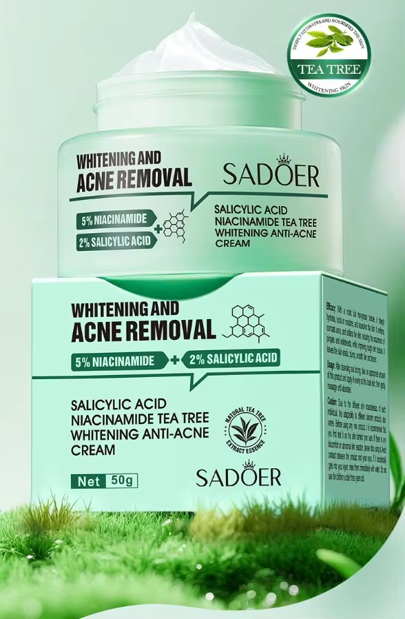 Cremă Anti-Acnee și Albire Sadoer cu 5% Niacinamidă, 2% Acid Salicilic și Extract de Arbore de Ceai - 50g [5]