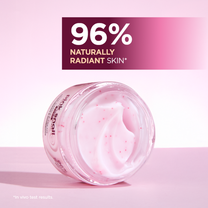 Cremă Eveline Pink Snail pentru iluminare și hidratare, efect glazed skin, cu mucină de melc și PDRN [5]