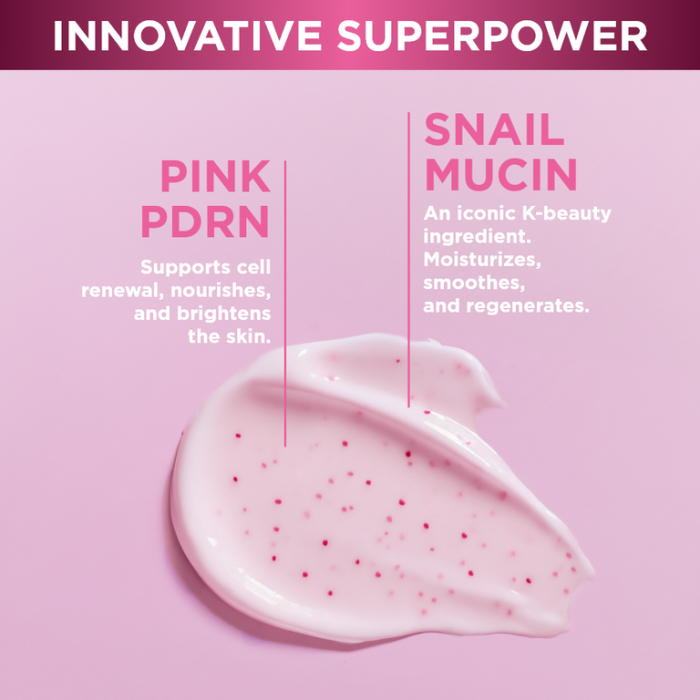 Cremă Eveline Pink Snail pentru iluminare și hidratare, efect glazed skin, cu mucină de melc și PDRN [9]